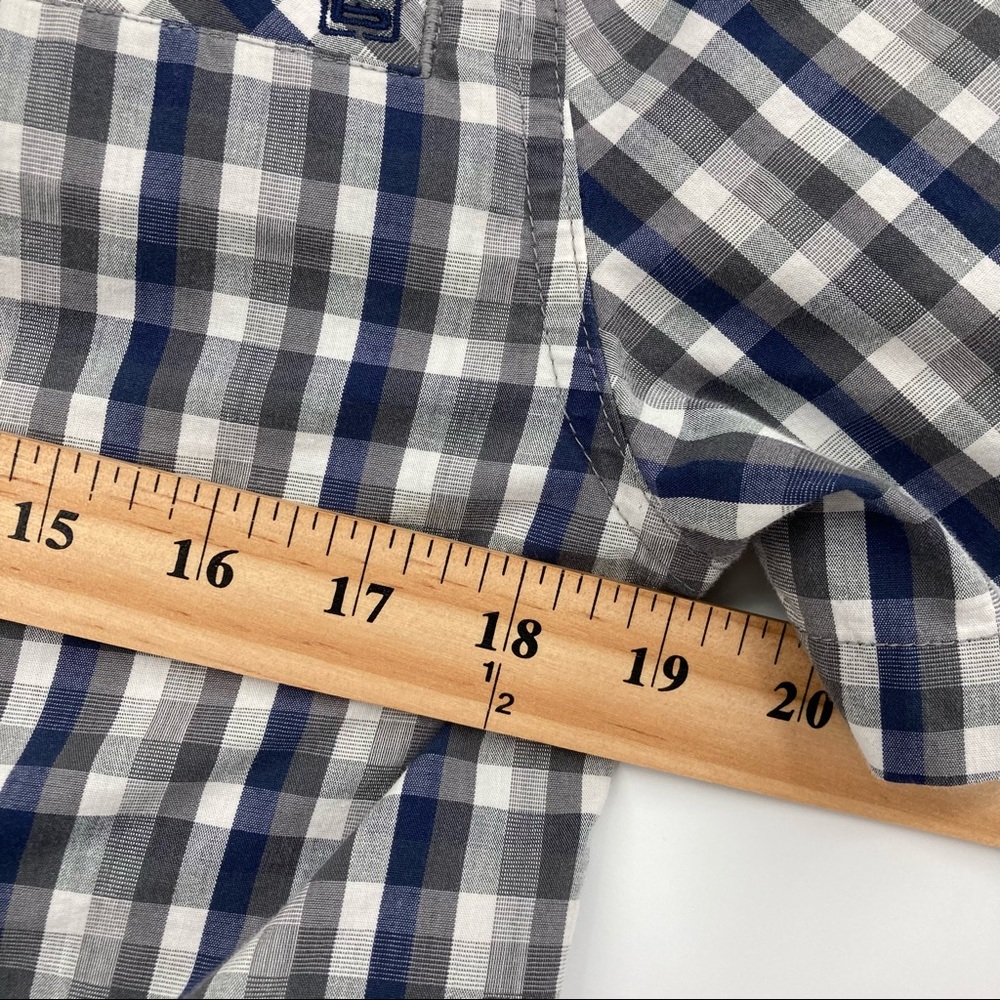 Banded Plaid Short Sleeve Button Up Shirt Small - Picture 10 of 11